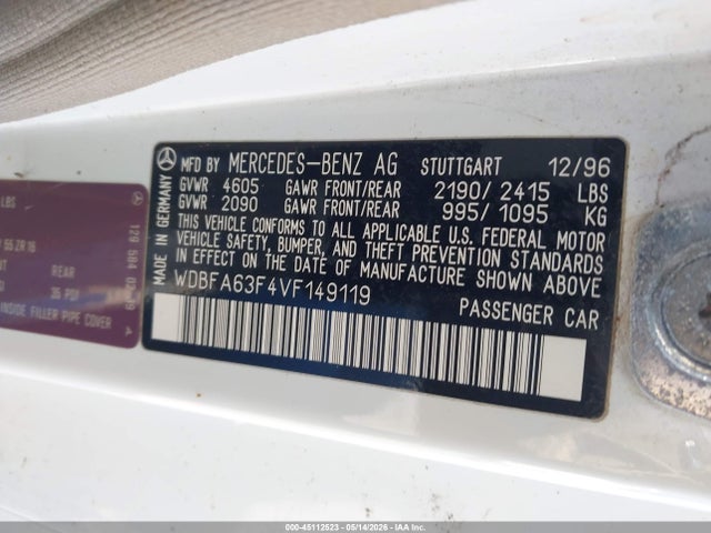 Продажа на аукционе авто 1997 Mercedes-benz Sl 320, vin: WDBFA63F4VF149119, номер лота: 45112523