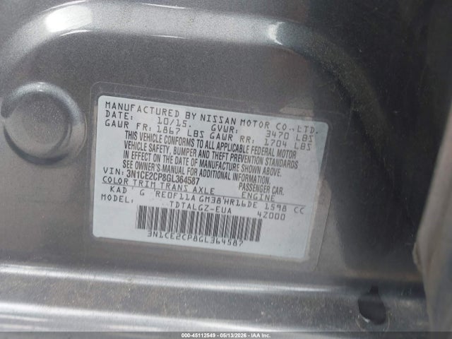 3N1CE2CP8GL364587 Nissan Versa Note Sr