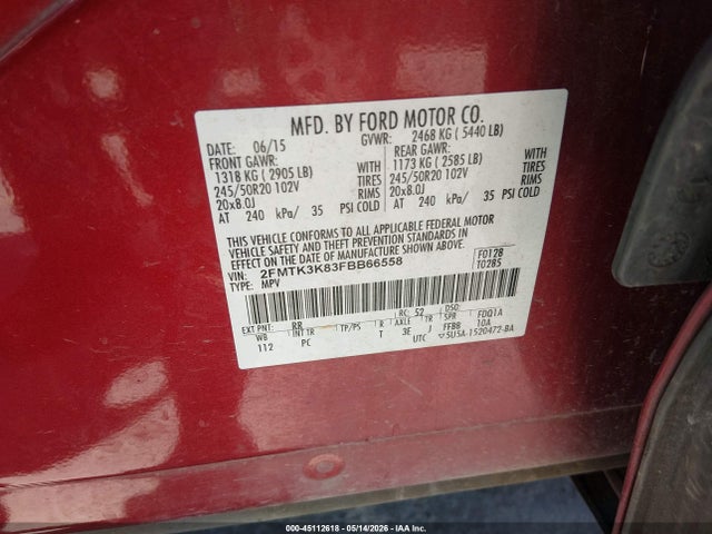 Ford Edge Titanium 2015 2FMTK3K83FBB66558 Image 9
