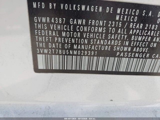 3VW2T7BU5NM029391 Volkswagen Jetta Gli 2.0t Autobahn