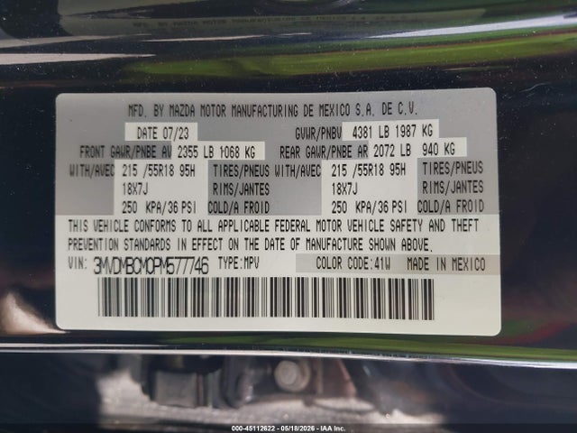 Aukcja sprzedaży 2023 Mazda Cx-30 2.5 S Preferred, vin: 3MVDMBCM0PM577746, numer aukcji: 45112622