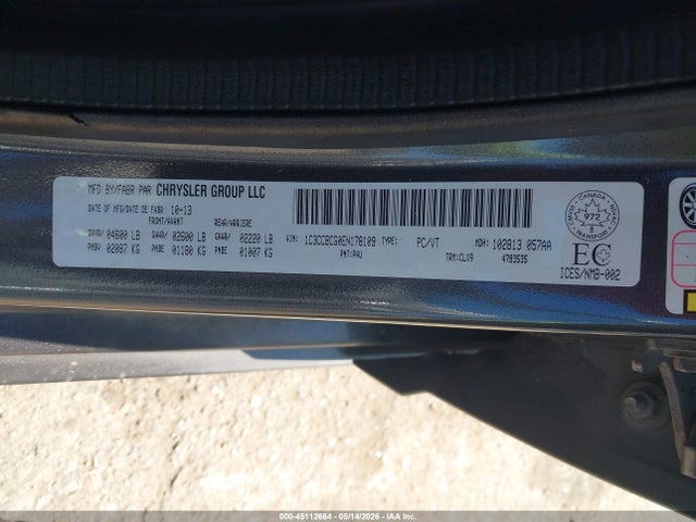 2014 Chrysler 200 Limited მანქანა იყიდება აუქციონზე, vin: 1C3CCBCG0EN178109, აუქციონის ნომერი: 45112664
