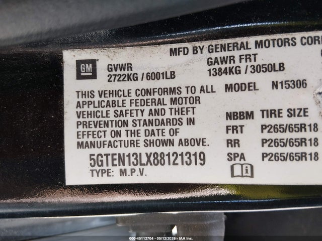 Aukcja sprzedaży 2008 Hummer H3 Suv Alpha, vin: 5GTEN13LX88121319, numer aukcji: 45112704