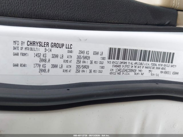 Aukcja sprzedaży 2014 Dodge Durango Citadel, vin: 1C4RDJEG4EC599420, numer aukcji: 45112728