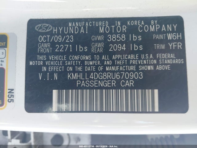 45112736 :رقم المزاد ، KMHLL4DG8RU670903 vin ، 2024 Hyundai Elantra Se مزاد بيع