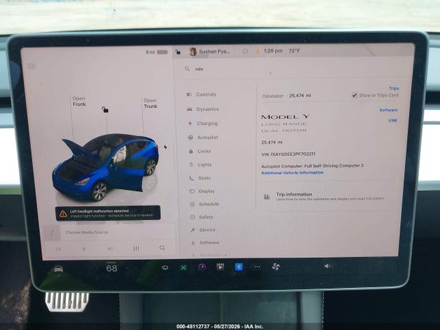 Aukcja sprzedaży 2023 Tesla Model Y Awd/long Range Dual Motor All-wheel Drive, vin: 7SAYGDEE3PF702211, numer aukcji: 45112737