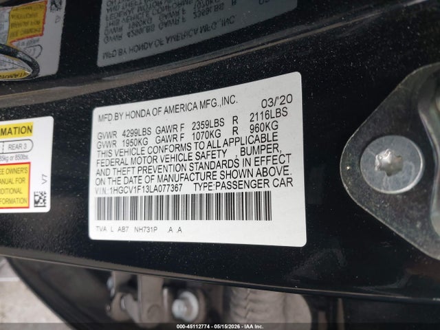 1HGCV1F13LA077367 Honda ACCORD LX