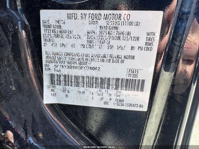 2016 Ford F-350 Xlt მანქანა იყიდება აუქციონზე, vin: 1FT8X3B68GEC78062, აუქციონის ნომერი: 45112836