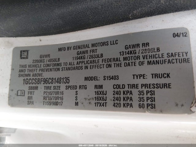 Продаж на аукціоні авто 2012 Chevrolet Colorado Work Truck, vin: 1GCCSBF96C8148135, номер лоту: 45112849