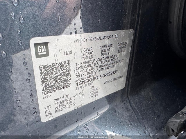 Aukcja sprzedaży 2019 Chevrolet Suburban Lt, vin: 1GNSKHKC5KR222533, numer aukcji: 45112891