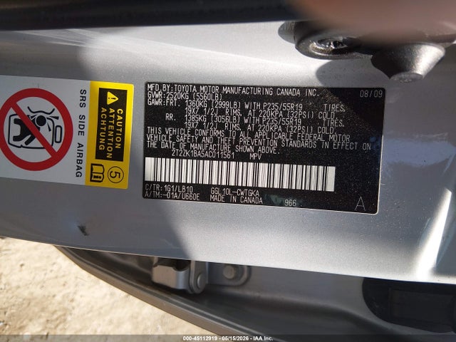 Aukcja sprzedaży 2010 Lexus Rx 350, vin: 2T2ZK1BA5AC011561, numer aukcji: 45112919