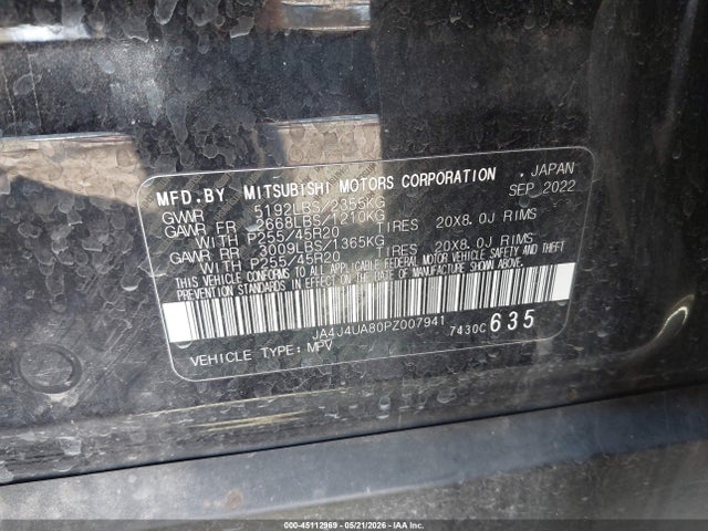 Aukcja sprzedaży 2023 Mitsubishi Outlander Ralliart S-awc/se 2.5 S-awc/se Black Edition S-awc/se Special Editiont S-awc, vin: JA4J4UA80PZ007941, numer aukcji: 45112969