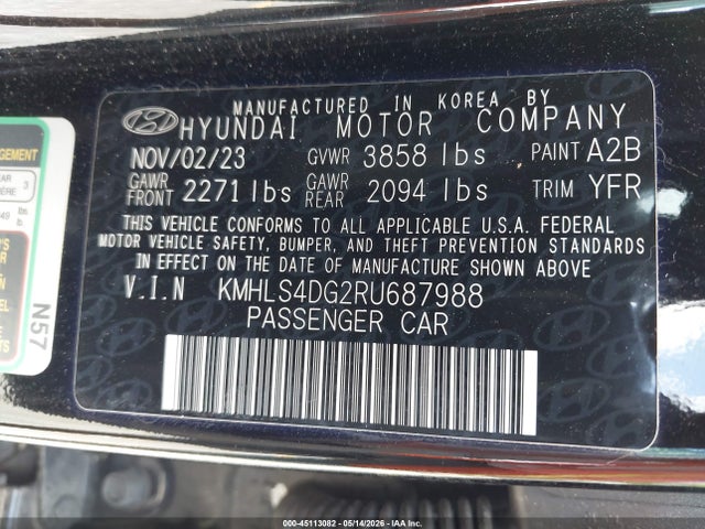 2024 Hyundai Elantra Sel მანქანა იყიდება აუქციონზე, vin: KMHLS4DG2RU687988, აუქციონის ნომერი: 45113082