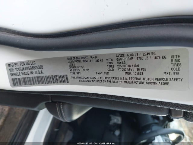 1C4RJKAG6R8625366 Jeep Grand Cherokee L Altitude X 4x4