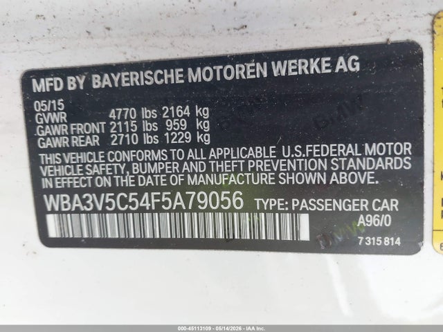 Продаж на аукціоні авто 2015 Bmw 428i, vin: WBA3V5C54F5A79056, номер лоту: 45113109