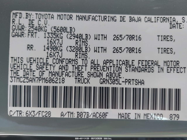 3TMCZ5AN7PM606218 Toyota Tacoma Trail Edition