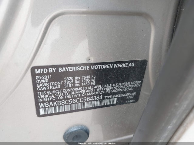 2012 Bmw 750li მანქანა იყიდება აუქციონზე, vin: WBAKB8C56CC964384, აუქციონის ნომერი: 45113161