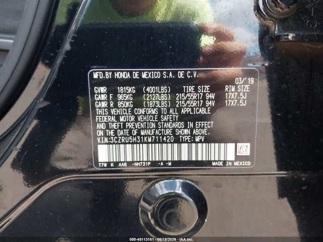 Honda HR-V LX 2019 3CZRU5H31KM711420 Image 9