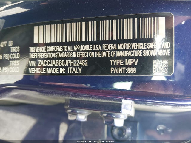Продаж на аукціоні авто 2018 Jeep Renegade Latitude Fwd, vin: ZACCJABB0JPH22482, номер лоту: 45113186