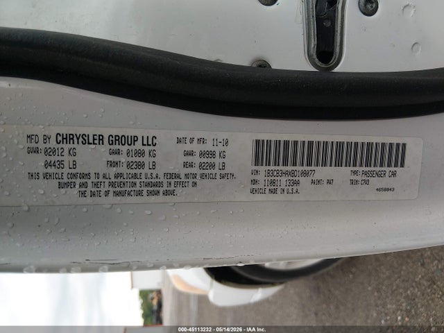 Продажа на аукционе авто 2011 Dodge Caliber Mainstreet, vin: 1B3CB3HAXBD108077, номер лота: 45113232
