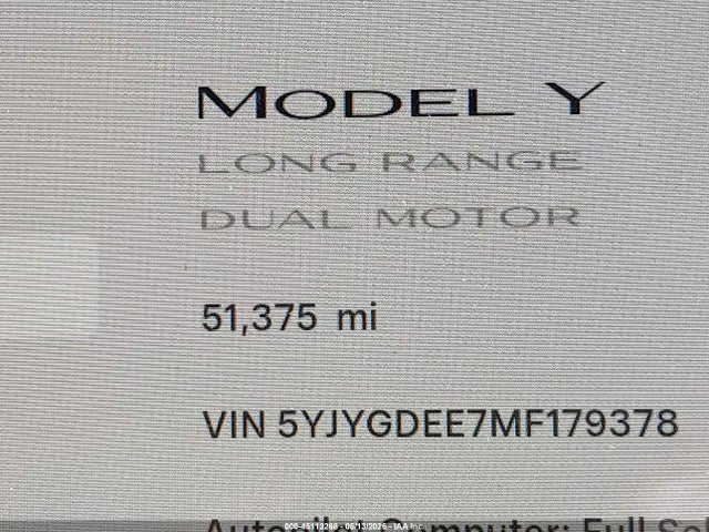 Продаж на аукціоні авто 2021 Tesla Model Y Long Range Dual Motor All-wheel Drive, vin: 5YJYGDEE7MF179378, номер лоту: 45113268