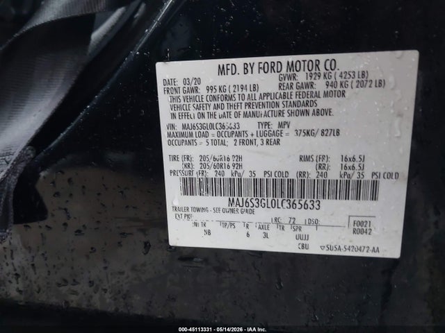 Ford Ecosport Se 2020 MAJ6S3GL0LC365633 Image 9