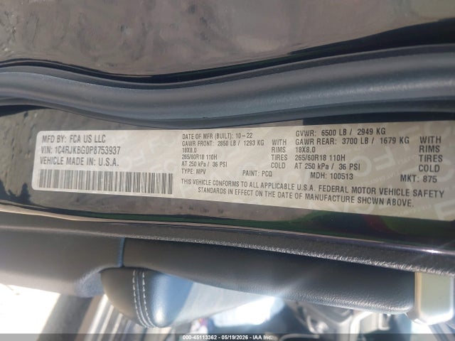 Продажа на аукционе авто 2023 Jeep Grand Cherokee L Limited 4x4, vin: 1C4RJKBG0P8753937, номер лота: 45113362