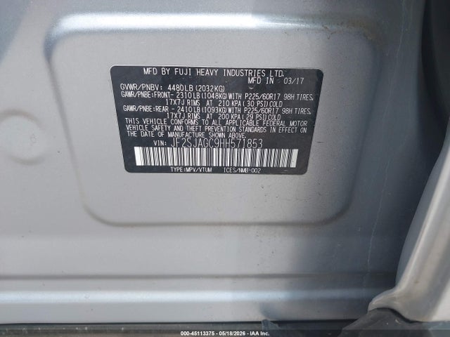 Aukcja sprzedaży 2017 Subaru Forester 2.5i Premium, vin: JF2SJAGC9HH571853, numer aukcji: 45113375