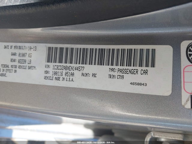2014 Dodge Avenger Se მანქანა იყიდება აუქციონზე, vin: 1C3CDZABXEN144577, აუქციონის ნომერი: 45113429