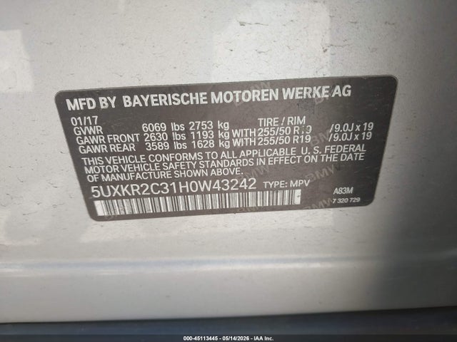 5UXKR2C31H0W43242 BMW X5 Sdrive35i