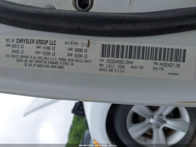 Aukcja sprzedaży 2011 Dodge Caliber Mainstreet, vin: 1B3CB3HA5BD118046, numer aukcji: 45113508