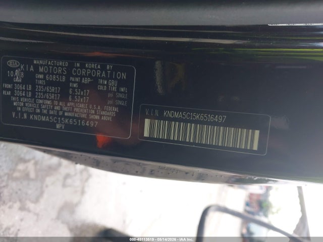 Продажа на аукционе авто 2019 Kia Sedona L, vin: KNDMA5C15K6516497, номер лота: 45113519