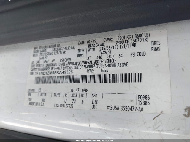 Ford Transit-150 2015 1FTNE1ZM9FKA49326 Image 9