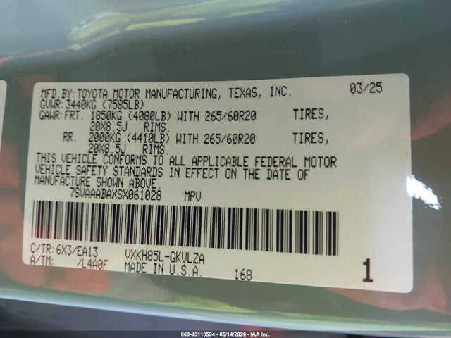 Toyota Sequoia Limited 2025 7SVAAABAXSX061028 Image 9