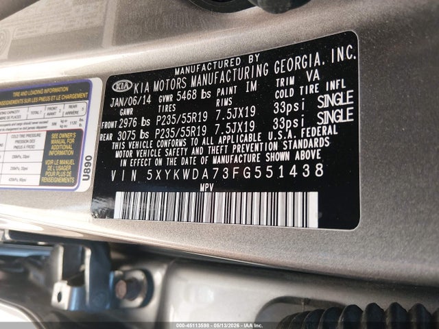 5XYKWDA73FG551438 KIA Sorento Limited V6