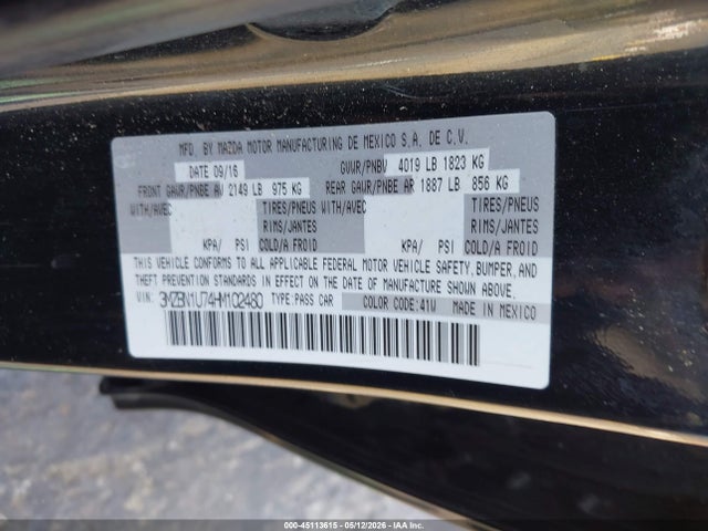 Продаж на аукціоні авто 2017 Mazda Mazda3 Sport, vin: 3MZBN1U74HM102480, номер лоту: 45113615