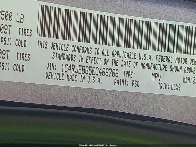 1C4RJEBG5EC466766 Jeep Grand Cherokee Limited