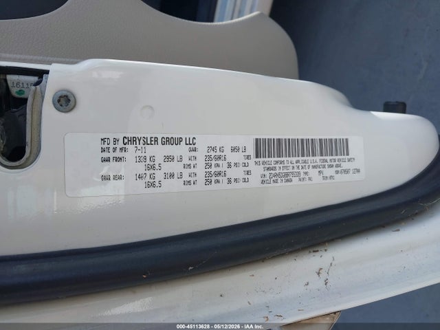 45113628 :رقم المزاد ، 2D4RN5DG8BR755339 vin ، 2011 Dodge Grand Caravan Crew مزاد بيع