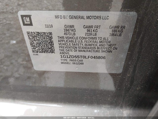 1G1ZD5ST0LF045806 Chevrolet Malibu Fwd Lt