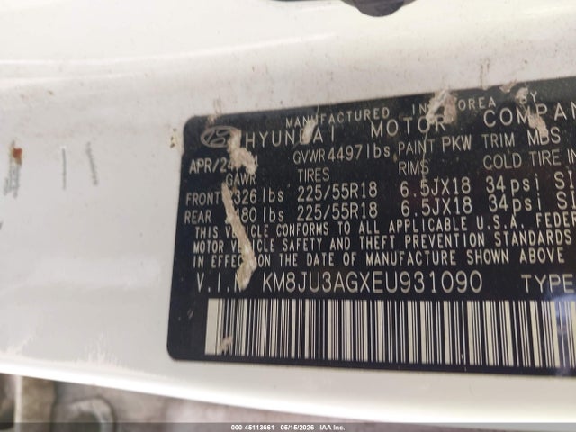 Продаж на аукціоні авто 2014 Hyundai Tucson Limited, vin: KM8JU3AGXEU931090, номер лоту: 45113661