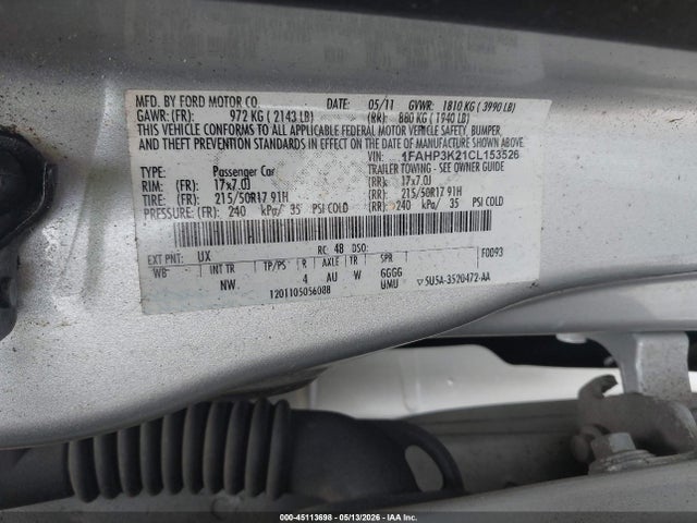 Aukcja sprzedaży 2012 Ford Focus Se, vin: 1FAHP3K21CL153526, numer aukcji: 45113698