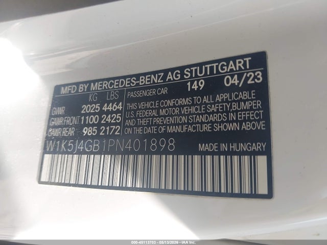 Продажа на аукционе авто 2023 Mercedes-benz Cla 250 Coupe, vin: W1K5J4GB1PN401898, номер лота: 45113703