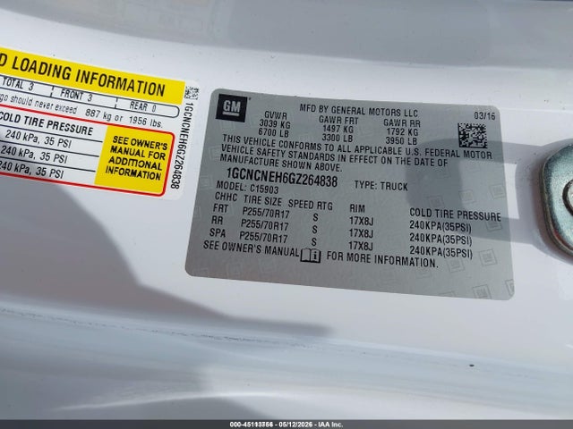 1GCNCNEH6GZ264838 Chevrolet Silverado 1500 Wt