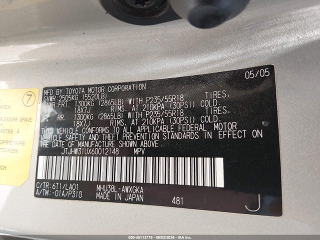 Продаж на аукціоні авто 2006 Lexus Rx 400h, vin: JTJHW31UX60012148, номер лоту: 45113775