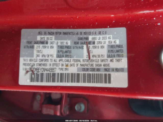 Aukcja sprzedaży 2022 Mazda Cx-30 2.5 Turbo Premium Plus, vin: 3MVDMBEY0NM446667, numer aukcji: 45113846