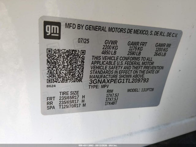 3GNAXPEG1TL209793 Chevrolet Equinox Awd Lt