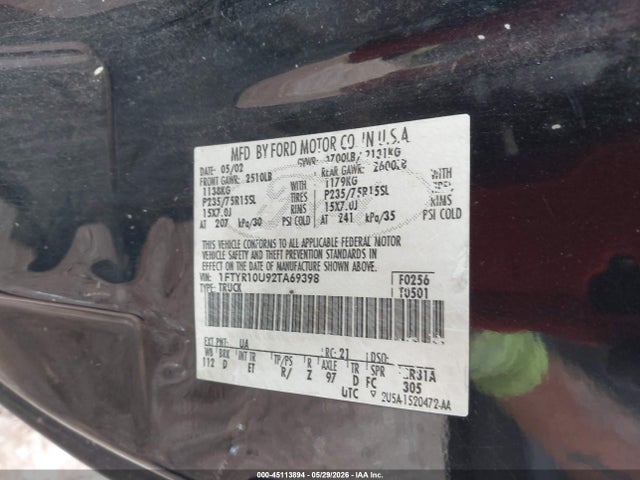 Продажа на аукционе авто 2002 Ford Ranger Edge/xl/xlt, vin: 1FTYR10U92TA69398, номер лота: 45113894
