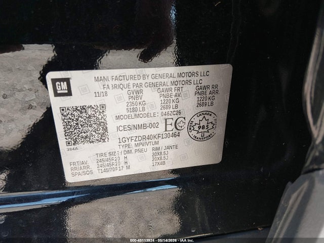 Aukcja sprzedaży 2019 Cadillac Xt4 Premium Luxury, vin: 1GYFZDR40KF130464, numer aukcji: 45113924
