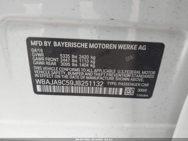 WBAJA9C59JB251132 BMW 530e Iperformance