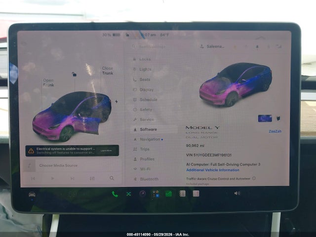 2021 Tesla Model Y Long Range Dual Motor All-wheel Drive მანქანა იყიდება აუქციონზე, vin: 5YJYGDEE3MF196131, აუქციონის ნომერი: 45114090